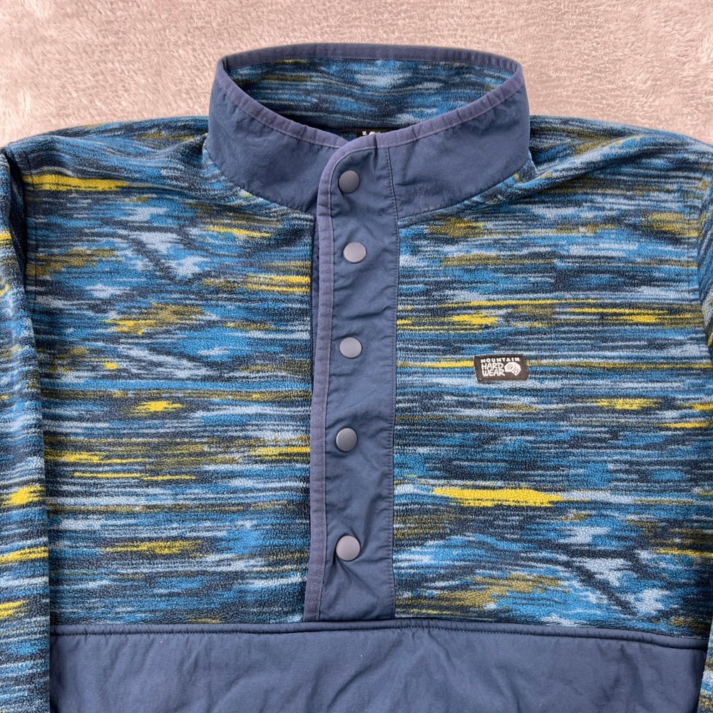 Mountain Hardwear Space Dye Fleece Pullover Large Blue Men Hiking Snap T - Picture 2 of 12